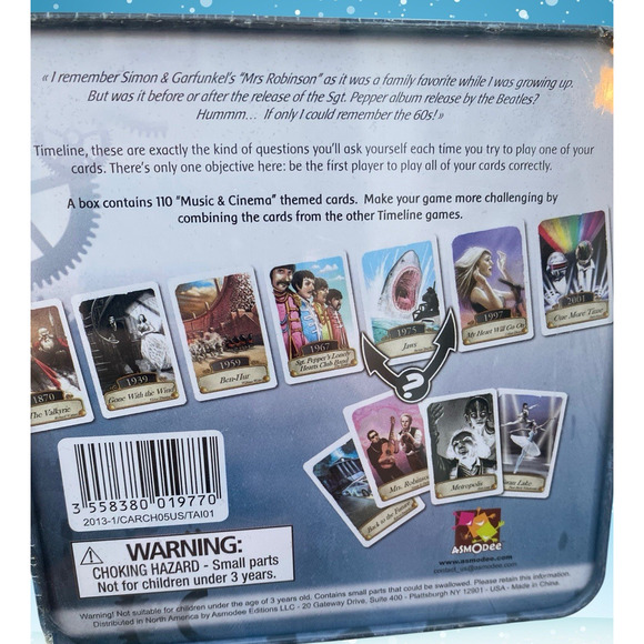 Timeline MUSIC & CINEMA Game Cards in Shrink Asmodee New Sealed Tin - Picture 5 of 5